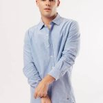 CAMISA SLIM HALTON - celeste - s