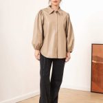 CAMISA EFECTO PIEL SAFIYE - beige - s