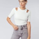 CUT OUT TSHIRT RIB CLARISSA - off-white - s
