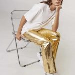 PANTALON LINO METALIZADO ODESSA - dorado - s