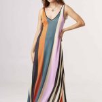 VESTIDO LARGO PUNTO KELLY - verde-rayas - m